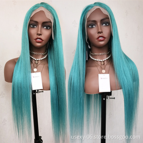 Wholesale Blue Weave and Wigs 100 Human Hair Transparent HD Lace Frontal Wigs Human Hair Lace Front Brazailian Colored Hair Wig